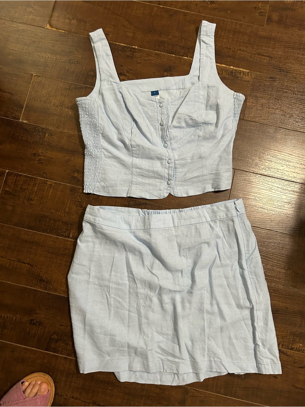 Old Navy Pale Blue Button-Front Mini Dress